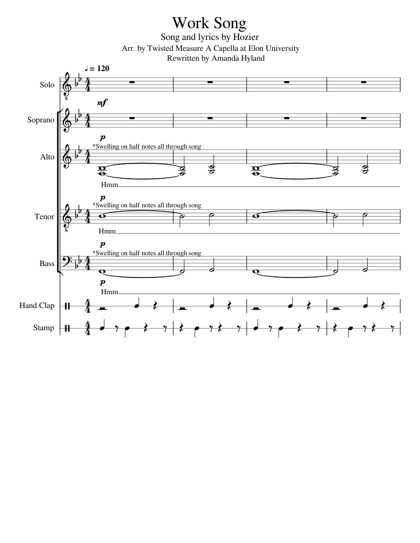 Work Song Sheet Music for Soprano, Alto, Tenor, Bass voice