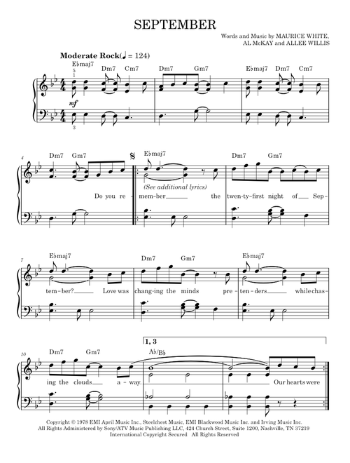 September - Earth, Wind & Fire (Easy Piano)