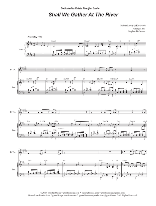 Shall We Gather At The River (Bb-Trumpet solo and Piano) (Arr. Stephen DeCesare) (Trumpet and Piano)
