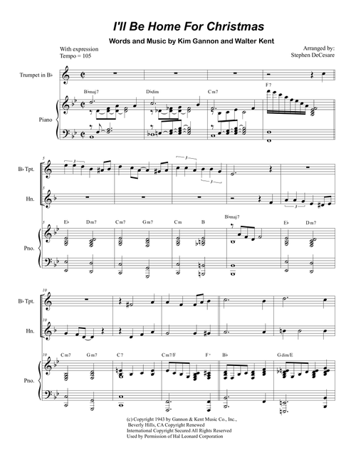 I'll Be Home For Christmas (Arr. Stephen DeCesare) - Rascal Flatts (Instrumental Duet and Piano)