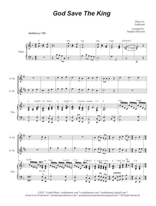 God Save The King (Duet for Soprano and Alto Saxophone) (Arr. Stephen DeCesare) (Saxophone Duet)
