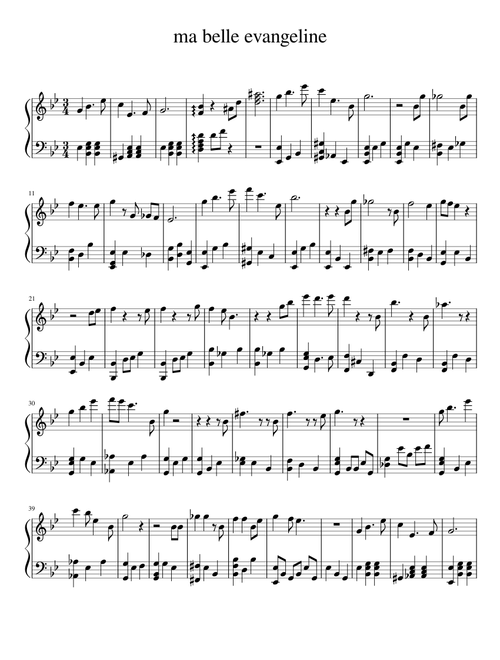 Ma Belle Evangeline (Piano)