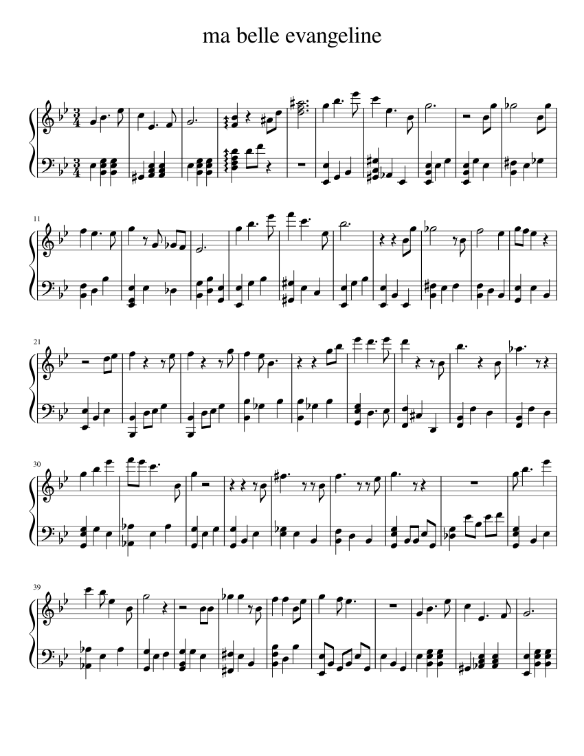 Ma Belle Evangeline (Piano) Sheet music for Piano (Solo)