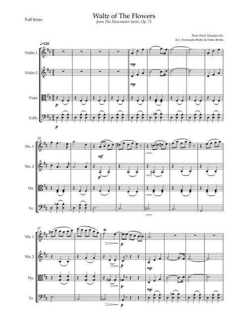 Waltz of The Flowers - from Nutcracker (P. I. Tchaikovsky) for String Quartet (Arr. Fernando Britto, Fabio Britto) - Piotr Ilitch Tchaikovsky (String Quartet)