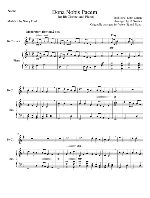 Dona Nobis Pacem – Latin Hymn (Bb Clarinet and Piano)