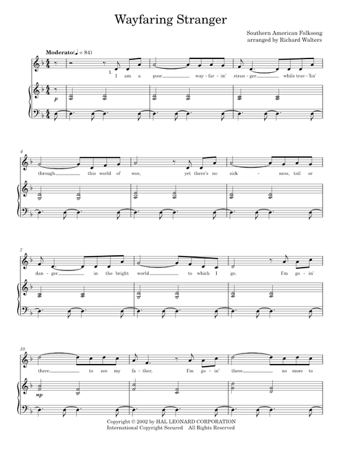 Wayfaring Stranger - Southern American Folk Hymn (Piano-Vocal-Guitar)