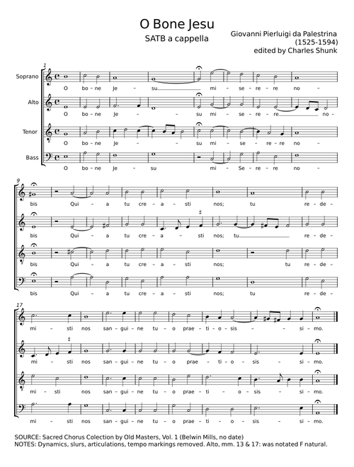 O bone Jesu - Giovanni Pierluigi da Palestrina
