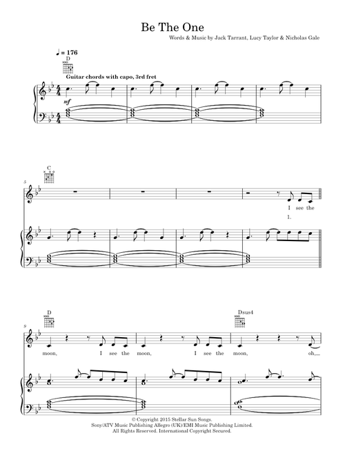 Be the one - Dua Lipa (Piano-Vocal-Guitar (Piano Accompaniment))