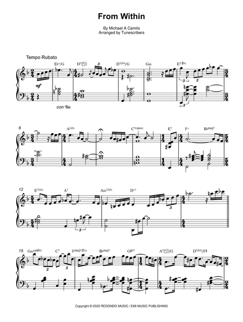 From Within (Arr. Tunescribers) - Michael A Camilo (Guitar and Piano)
