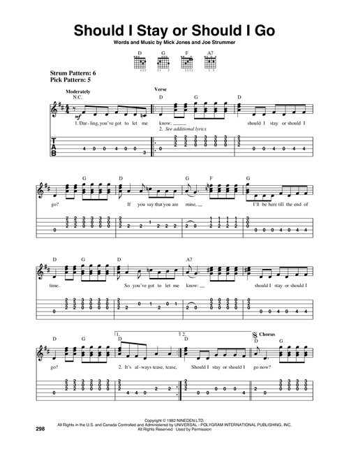 Should I Stay Or Should I Go - The Clash (Easy Guitar with TAB)