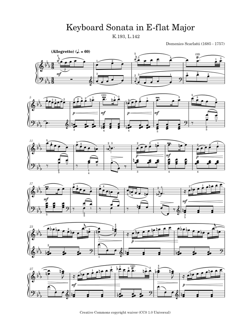 Keyboard Sonata in E-flat Major, K.193, L.142 - Domenico Scarlatti