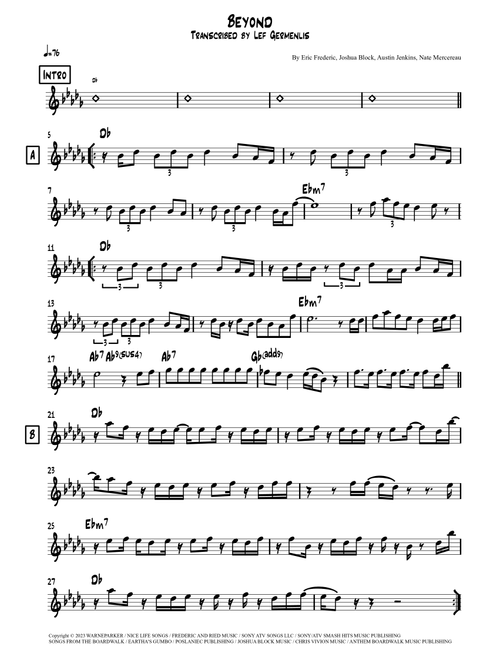 Beyond (Arr. Lef Germenlis) - Leon Bridges (Guitar Chords-Lyrics)