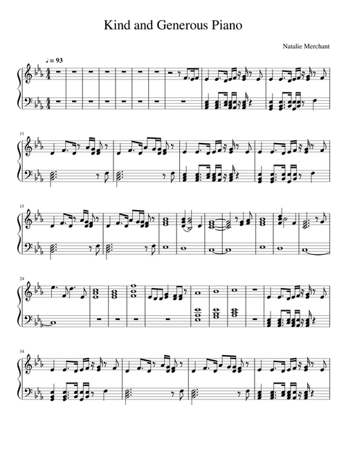 Kind and Generous (Piano) - Natalie Merchant