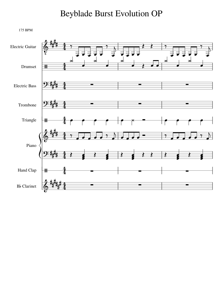 colgar Afirmar Alegre Beyblade Burst Evolution OP Sheet music for Piano, Trombone, Clarinet in  b-flat, Guitar & more instruments (Mixed Ensemble) | Musescore.com