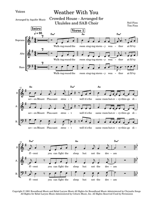 Weather With You (Arr. Aquifer Music) - Crowded House (Choral, SSAB)