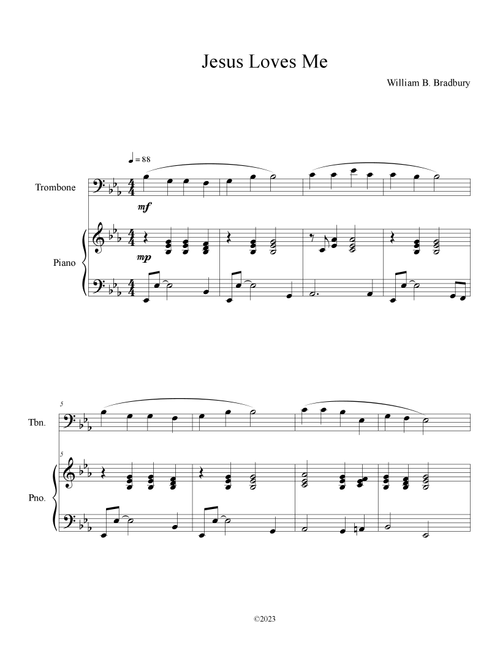 Jesus Loves Me (Trombone Solo with Piano Accompaniment) (Arr. B. C. Dockery) - William B Bradbury (Trombone and Piano)