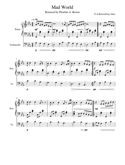 Mad World Remixed for Piano and Strings - H E A D P H O N E S        R E Q U I R E D -