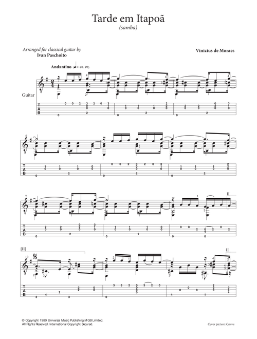 Tarde Em Itapoa (Arr. Ivan Paschoito) - Vinicius de Moraes (Guitar Tab)