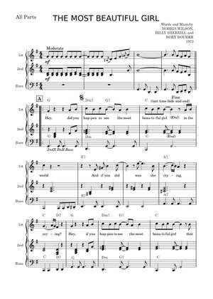 The Most Beautiful Girl (Lead sheet with lyrics ) (Charlie Rich Song ...