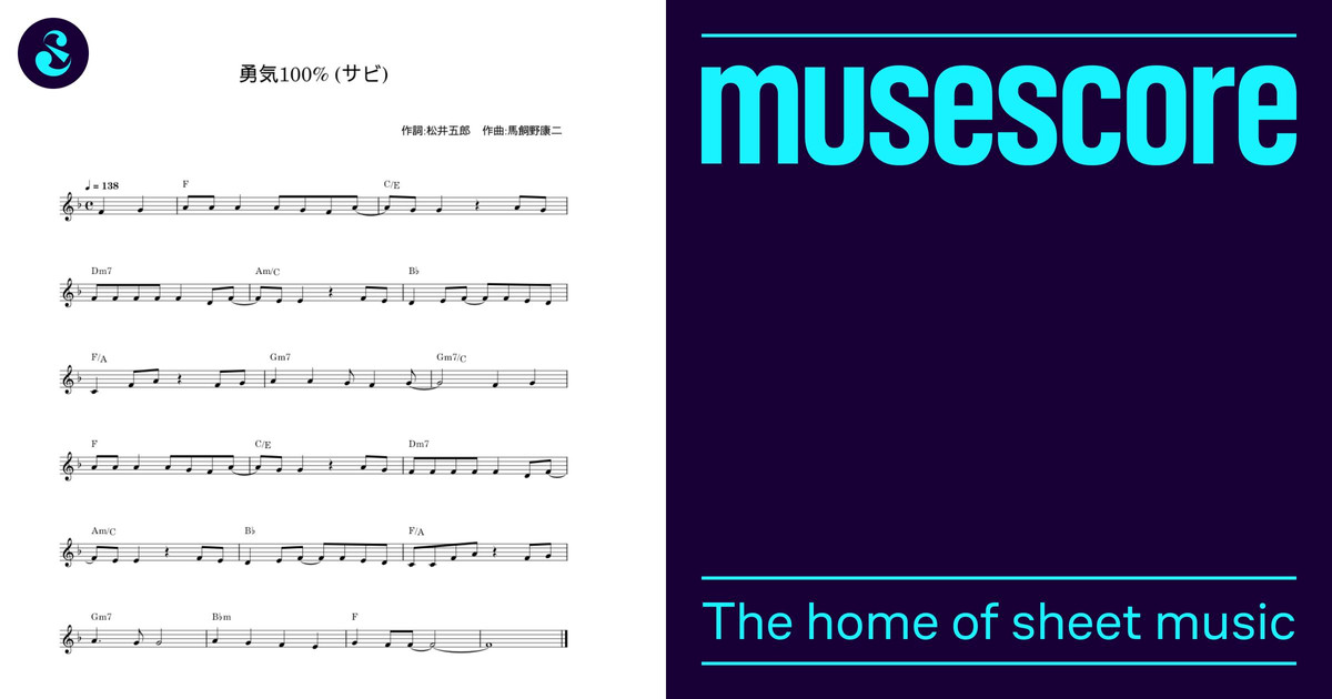 勇気100％ - 馬飼野 康二 Sheet Music with Chords for Synthesizer