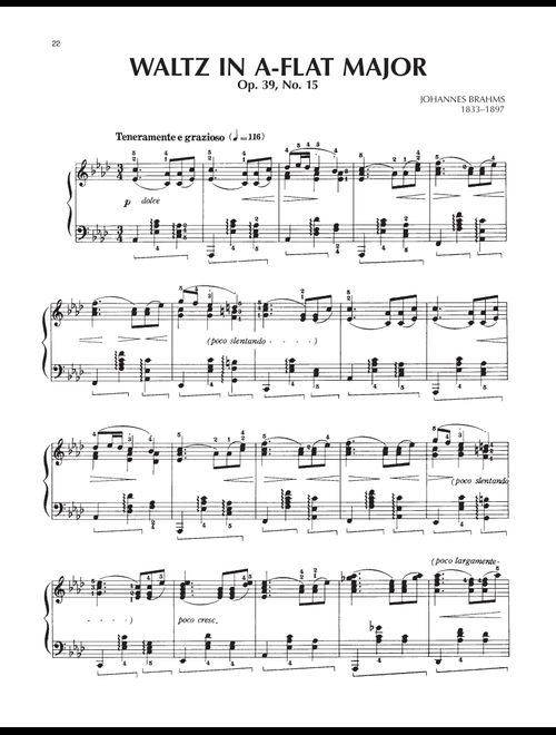 Waltz In A-Flat Major, Op. 39, No. 15 - Johannes Brahms (Piano Solo)