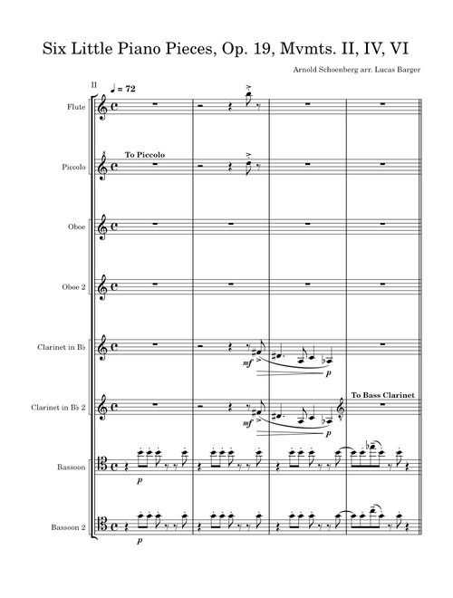 Six Little Piano Pieces, op. 19, Mvmts. II, IV, VI