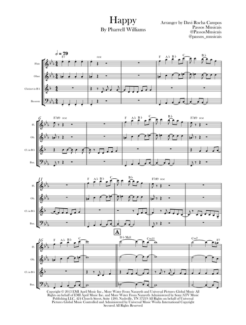 Happy (Arr. Davi Rocha Campos) - Pharrell (Woodwind Ensemble)