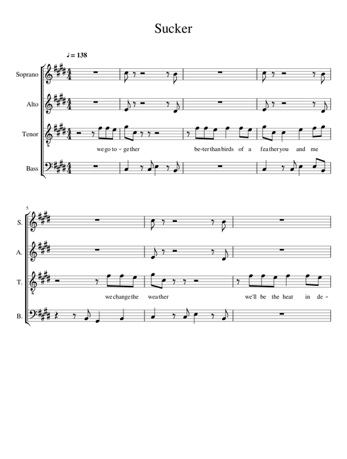 Sucker- jonas brothers SATB acapella