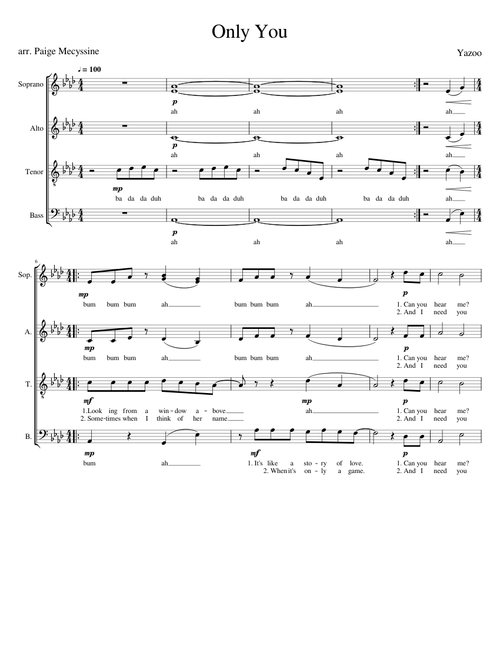 Only You- Yazoo SATB A cappella