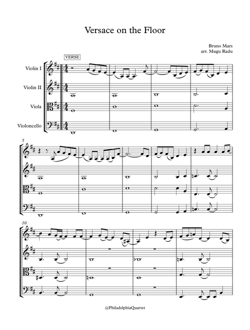 Versace On The Floor (Arr. Mugu Radu) - Bruno Mars (String Quartet)