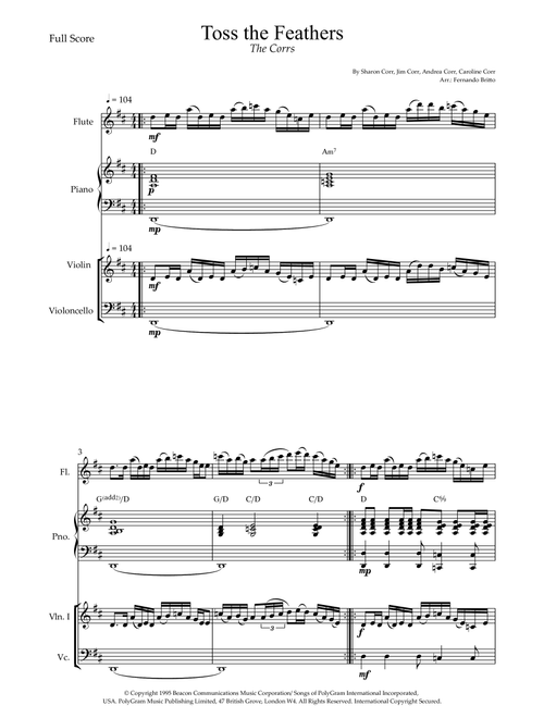 Toss The Feathers (Arr. Fernando Britto) - The Corrs (Small Ensemble)