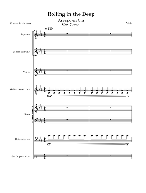 Rolling in the deep – Adele Arreglo en Cm Ver. Corta