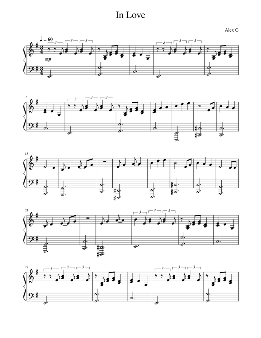 In love Alex G In Love Sheet music for Piano (Solo)