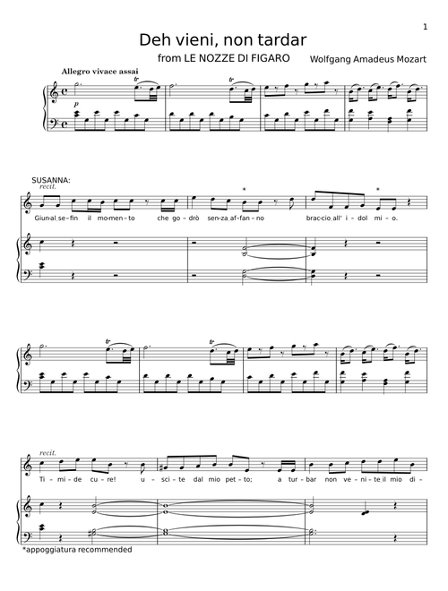 Deh Vieni, Non Tardar - Wolfgang Amadeus Mozart