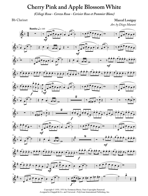 Cherry Pink And Apple Blossom White (Arr. Diego Marani) - Perez "Prez" Prado (Clarinet and Piano)