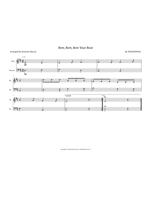 Row, Row, Row Your Boat (Arr. Dominic Meccia) - Traditional (Instrumental Duet)