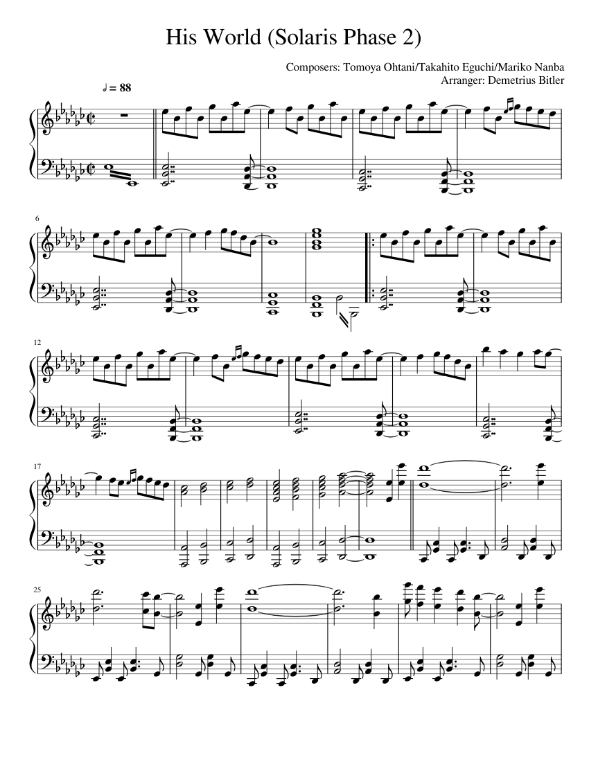His (Solaris Phase 2) Sonic '06 music for Piano (Solo) | Musescore.com