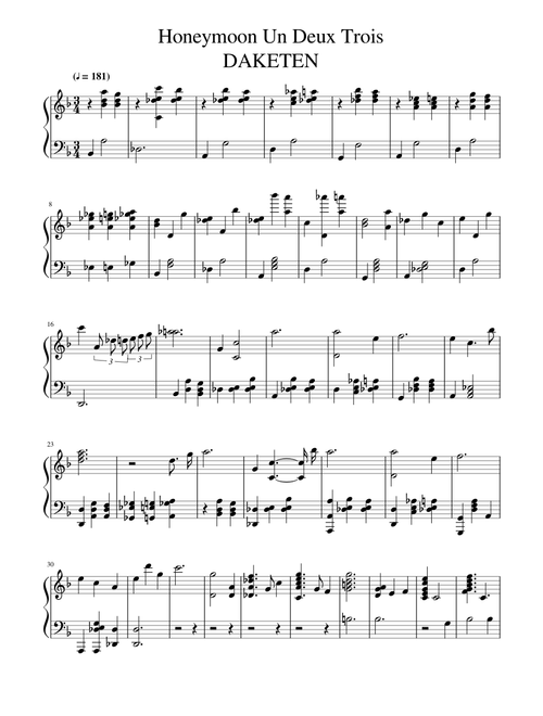 Honeymoon Un Deux Trois Piano
