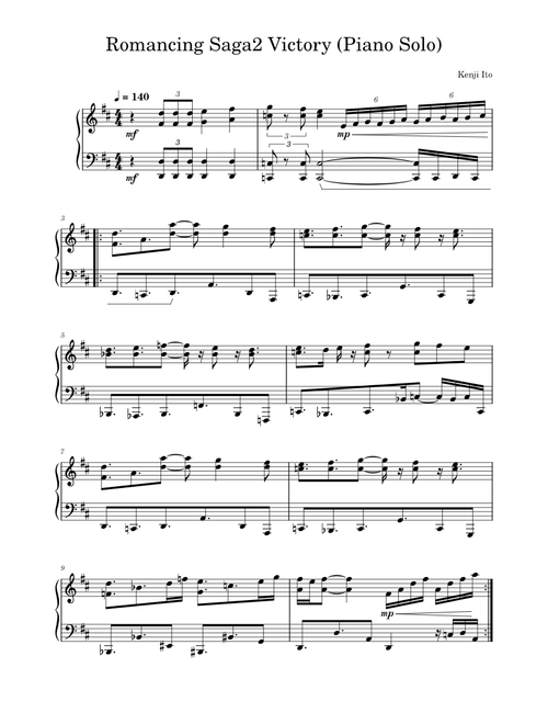 Romancing Saga 2 Victory (Piano Solo)