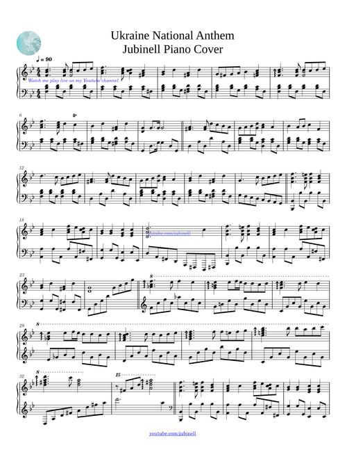 Ukraine National Anthem Piano Sheet Music | "Ukraine is not yet dead"