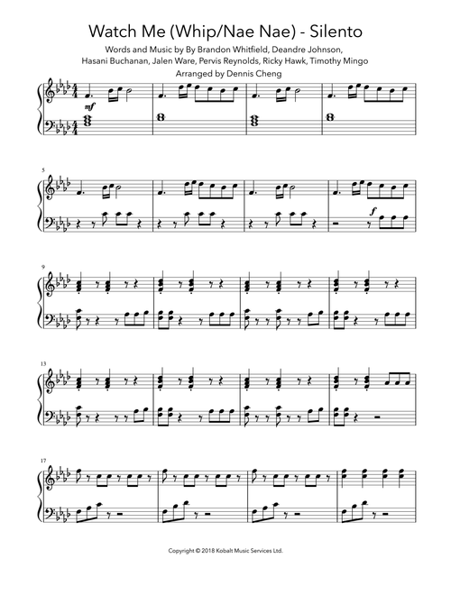 Watch Me (whip/nae Nae) (Arr. Dennis Cheng) - Silento (Piano Solo)