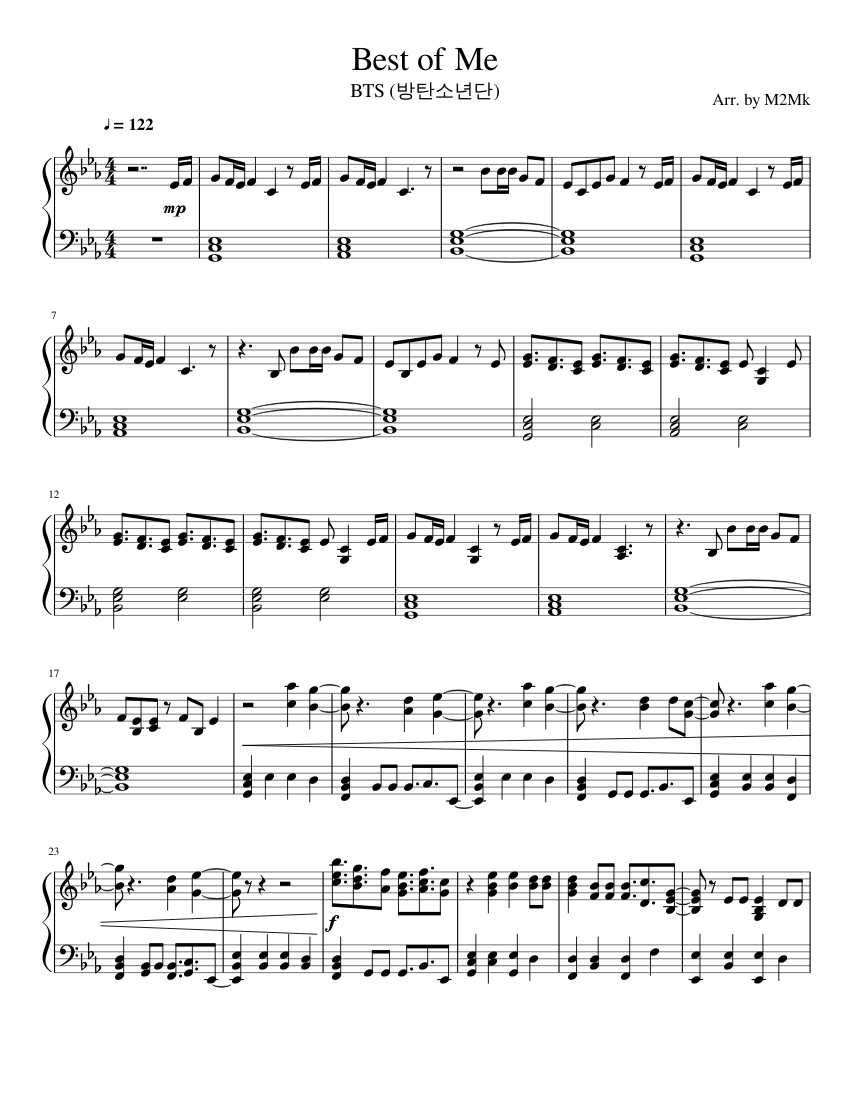 BTS (방탄소년단) Best of Me Sheet music for Piano (Solo)
