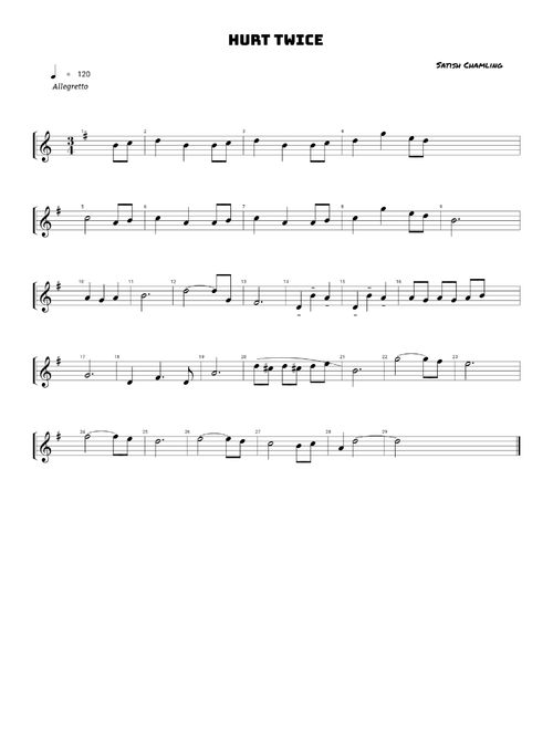 Hurt twice (Arr. Satish Chamling) (Piano-Vocal-Guitar (Piano Accompaniment))