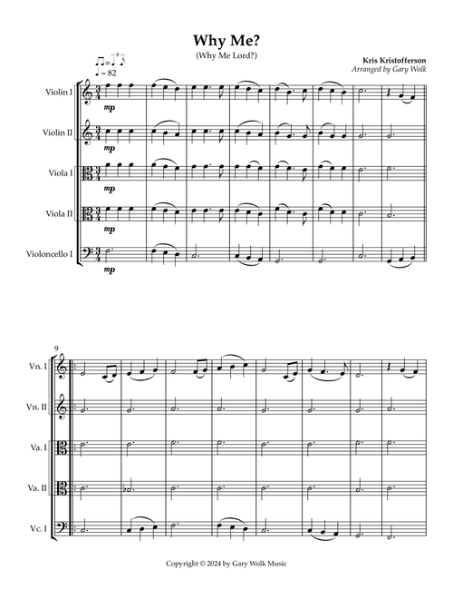 Why Me? (Why Me, Lord?) (Arr. Gary Wolk) - Cristy Lane (String Ensemble)