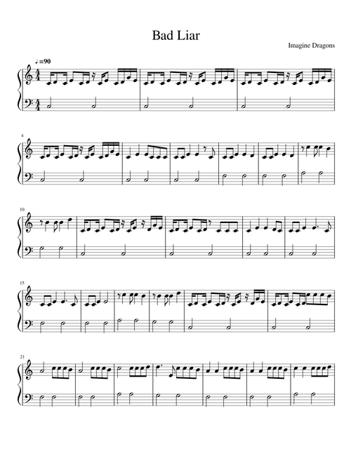 Bad Liar by Imagine Dragons - Easy