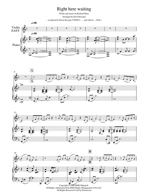 Right Here Waiting (Arr. David Kocijan) - Richard Marx (Violin and Piano)