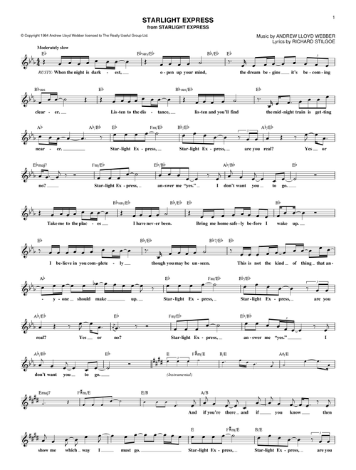 Starlight Express - Andrew Lloyd Webber, Starlight Express (Musical) (Lead Sheet - Fake Book)