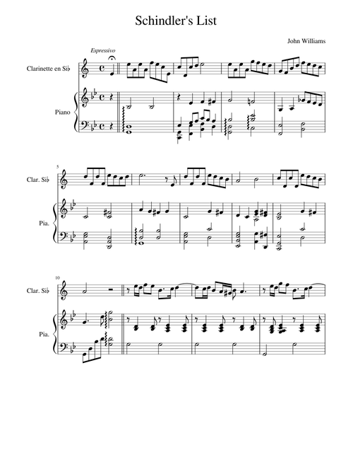 Schindler's List piano- clarinette