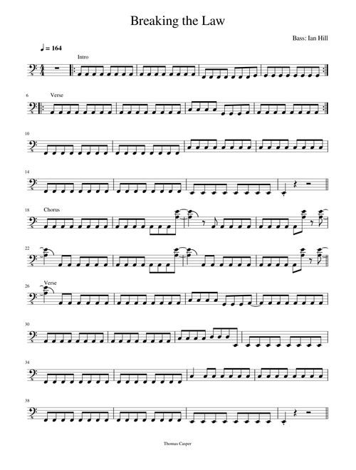 Breaking the Law - Bass Transcription