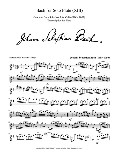 Bach for Solo Flute ( XIII) Courante from Suite No. I for Cello ( BWV 1007)